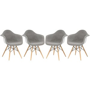 LeisureMod Willow Fabric Eiffel Accent Chair with Ash Wood Legs Set of 4 - 1 of 4
