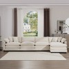 Modern Corduroy 4-Seater Sofa with 1 Matching Footstool, 2 Arm Pillows and 4 Throw Pillows for Living Room, Office - 3 of 4