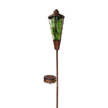 Northlight 38.5" Prelit Water Vapor LED Flame Outdoor Patio Torch - Green/Brown