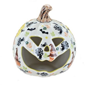 Blue Rose Polish Pottery 653 Vena Pumpkin Luminary - 1 of 2