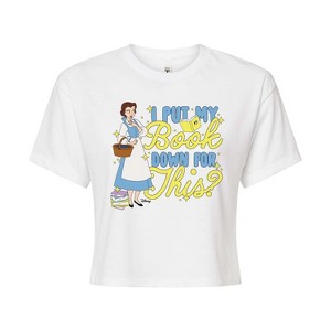 Women's - Disney Princess - Belle Put My Book Down Cropped Graphic T-Shirt - 1 of 4