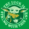 Juniors Womens Star Wars: The Mandalorian St. Patrick's Day Grogu Luck is Strong with this One Distressed T-Shirt - 2 of 4