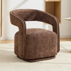 360° Swivel Chair Upholstered Accent Chair Barrel Chair Padded Armchair Cozy Reading Chair - ModernLuxe - 1 of 4