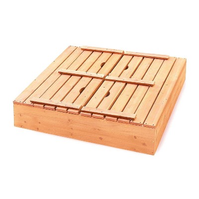 Natural Cedar Wood Sandbox with Convertible Benches