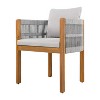 Christopher Knight Home Percival Modern Coastal Acacia Wood Outdoor Dining Chairs with Rope-Wrapped Arm and Cushions (Set of 2) - 4 of 4