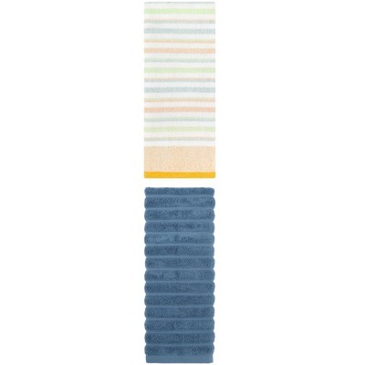 REGALWOVEN Striped Pattern Decorative Cotton Bathroom Hand Towels 14" x 30"/13" x 27" 2 Pcs