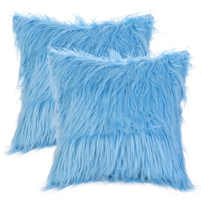 Unique Bargains Plush Decorative Solid Throw Modern Bedroom Pillow Covers 2 Pcs