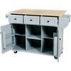 MAYEERTY Kitchen Island on 5 Wheels with Storage Cabinet and 3 Drawers for Dinning Room,White - 4 of 4