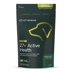 VetriScience 27+ Active Health Chews for Dogs, Vegetable Flavor, 30 Count Bag - 1 of 3