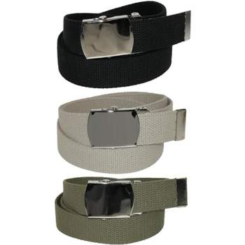 CTM Big & Tall Cotton Belt with Nickel Buckle (Pack of 3 Colors)
