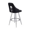 26" Ruby Faux Leather Stainless Steel Counter Height Barstool Black - Armen Living: Swivel Seat, High Back, Footrest - 3 of 4