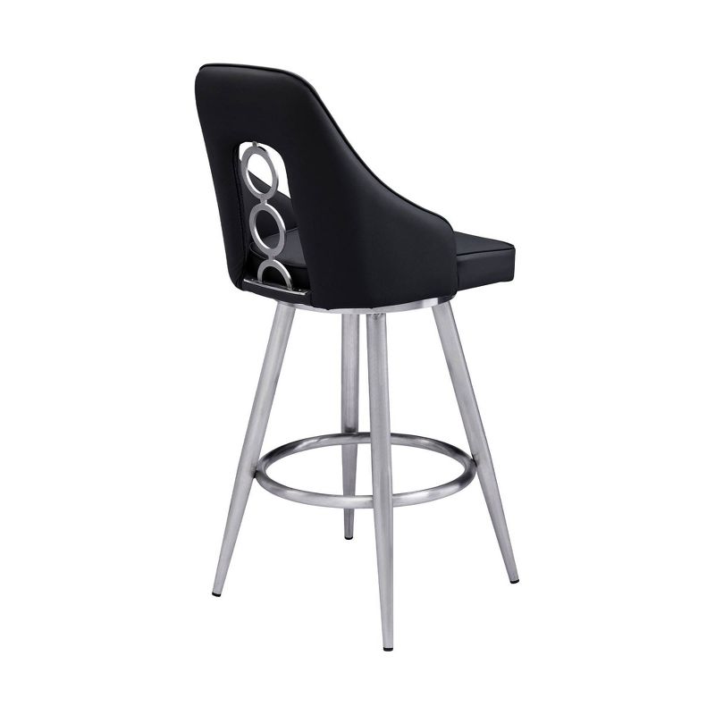26&#34; Ruby Faux Leather Stainless Steel Counter Height Barstool Black - Armen Living, 4 of 10