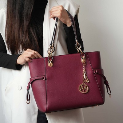 MKF Collection Large Structured Tote Bag with Wallet Acrylic Link Handles, Yale | MKF Collection by Mia K - White — фото 4