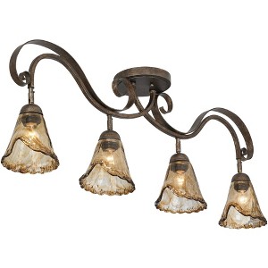 Pro Track 4-Head Ceiling Track Light Fixture Kit Adjustable Brown Bronze Finish Organic Amber Glass Western Kitchen Bathroom Living Room 41" Wide - 1 of 4