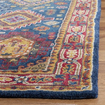 Heritage Navy and Red Hand-Tufted Wool Area Rug 3'x5'
