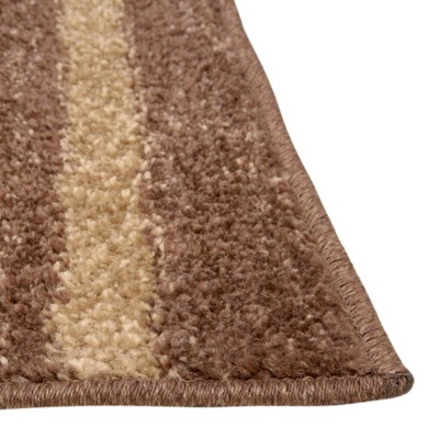 Brown and Beige Striped Synthetic 8' x 10' Area Rug
