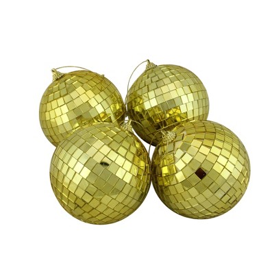 Northlight 4ct Mirrored Glass Disco Ball Christmas Ornament Set 4" - Gold