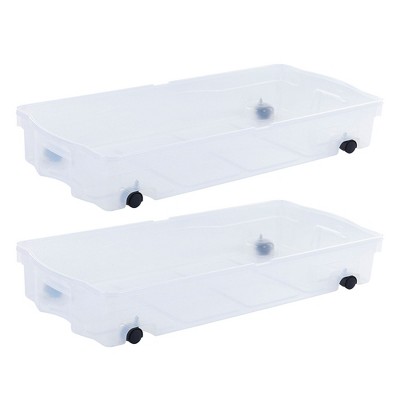 HOMZ 60 qt. Plastic Under Bed Holiday Storage Box with Wheels