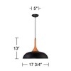 Possini Euro Design Felton Black Pendant Light 17 3/4" Wide Mid Century Modern Rounded Shade for Dining Room House Kitchen Island Entryway Bedroom - 4 of 4