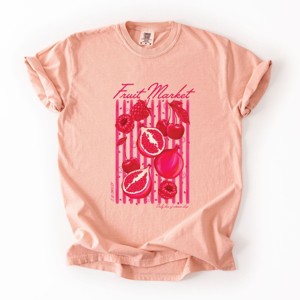 S.W.Smiley Fruit Market Pomegranate - Women's Garment Dyed Graphic T-Shirt - 1 of 4