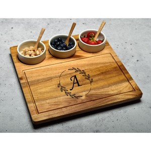 Picnic at Ascot Personalized Acacia Cheese & Charcuterie Board with Ceramic Dip Bowls - 1 of 3