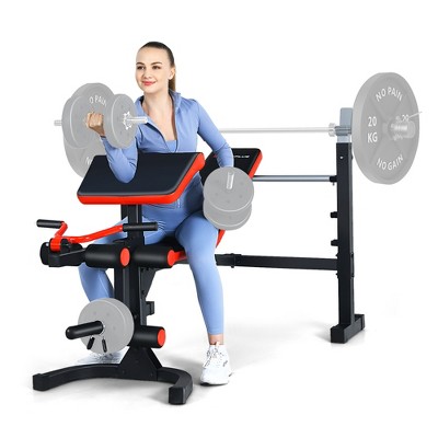 Costway Multi-function Adjustable Olympic Weight Bench W/Preacher Curl Home Gym Training
