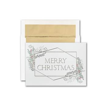 JAM Paper Blank Christmas Cards & Matching Envelopes Set Christmas Greenery 526M1901WB