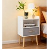 Tiramisubest Nightstand Drawer 2 Tier Storage Wood Side Table Compact Bedside Table with Storage Kids Bedroom - 4 of 4