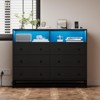 6 Drawer Dresser with LED Lights & Charging Station, Large Capacity Modern Wood Cabinet, RGB Chest of Drawers for Bedroom, Closet, Living Room - 3 of 4
