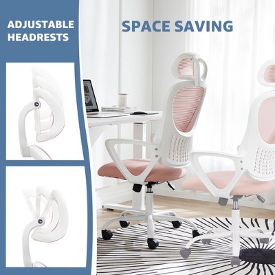 ALEXOUN Home Office Computer Chair,Mesh Lumbar Support Work Chairs with Wheels and Adjustable Headrests & Arms for Bedroom,Study,
