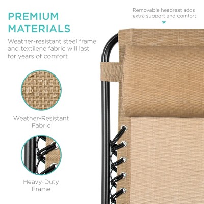 Beige Adjustable Steel Zero Gravity Lounger with Cushions and Tray