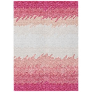 Blush Pink And Ivory Striped Washable Indoor Outdoor Area Rug - 1 of 4