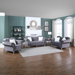 3pcs Couch Set Luxury Classic America Chesterfield Sofa Loveseat and Arm Chair Tufted Camel Back - Morden Fort - 1 of 4