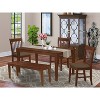 HomeStock 5-Piece Rectangle Mahogany Finish Solid Wood Top Dining Table with 2 Benches, 2 Chairs - 2 of 4