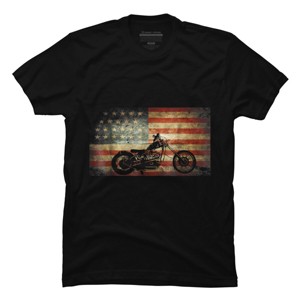 Men's Design By Humans July 4th American Vintage Motorcycle Flag By littlesenh1 T-Shirt - 1 of 2