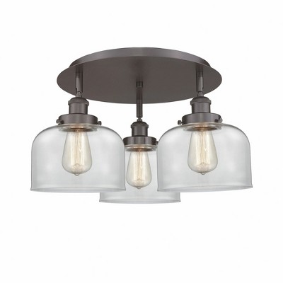 Bell - 3 Light Flush Mount In Art Deco Style-9.25 Inches Tall and 19.75 Inches Wide