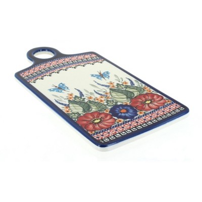 Blue Rose Polish Pottery Floral Butterfly Cutting Board