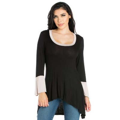 24seven Comfort Apparel Bell Sleeve Flared Open Front Cardigan-black-l :  Target