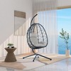 Infurnic Patio Swings, Hanging Egg Swing Chair with Stand and Soft Seat Cushions, Swinging Seat for Balcony Backyard Garden, Gray, 37.4"*37.4"*77" - 3 of 4