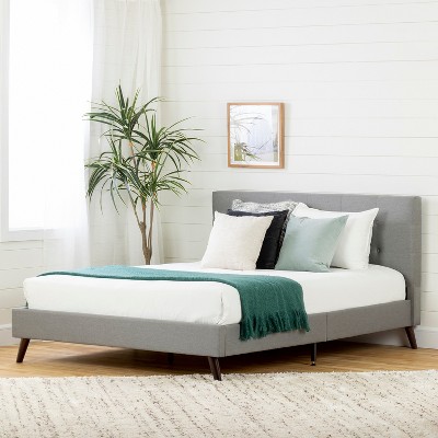 HomeStock Upholstered Platform Bed and Headboard, Queen,Gray