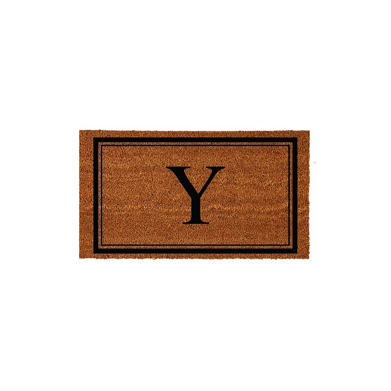 Evergreen Monogram Indoor Outdoor 100% Natural Coir Doormat 28" x 16" |  Letter  "Y", 1 of 4
