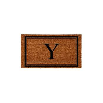 Evergreen Monogram Indoor Outdoor 100% Natural Coir Doormat 28" x 16" |  Letter  "Y"