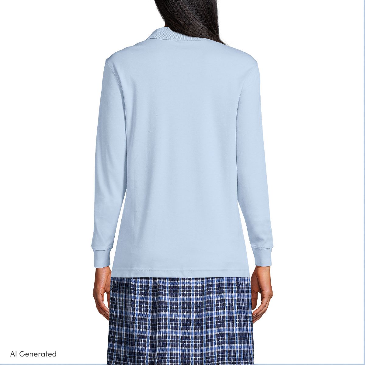 Lands' End School Uniform Women's Long Sleeve Interlock Polo Shirt - thumbnail 5