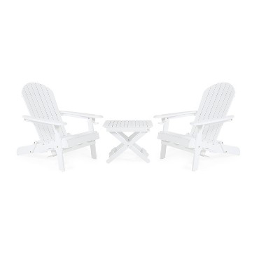 Christopher Knight Home Bellwood Outdoor Acacia Wood Folding 3 Piece Adirondack Chat Set with Cup Holders