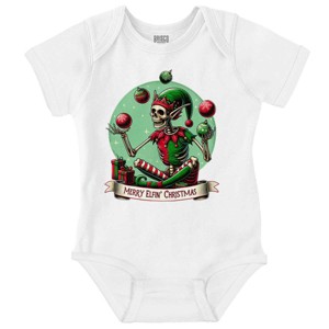 Christmas Skeleton Juggling Elf Baby Romper Boys or Girls Brisco Brands - 1 of 4