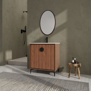 NicBex 24/30"Freestanding Bathroom Vanity with/whitout Top Ceramic Sink,Chic Bathroom Storage Cabinet with 2 Soft Closing Door,1.38"Pre-drilled Faucet - 1 of 4