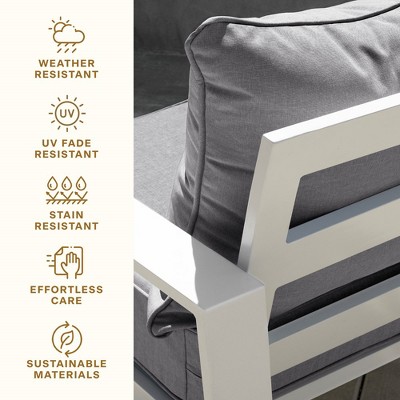 Heathered Solid Grey Outdoor Deep Seating Cushion Set