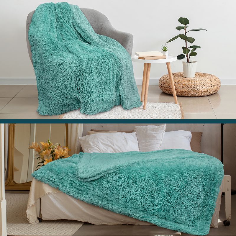 PAVILIA Fluffy Faux Fur Reversible Throw Blanket for Bed, Sofa, and Couch, 5 of 7