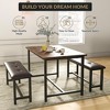 3 Piece Dining Table Set for 4, 44" Kitchen Table with 2 Benches, Wooden Rectangular Kitchen Table Set, Space Saving Breakfast Table, Black - 4 of 4