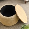 GlasFlength Ottomans and Benches Round Storage Portable Ottoman with Dual Function Fashion Design for Modern Living Spaces, Beige, 26"*26"*16.8" - 4 of 4